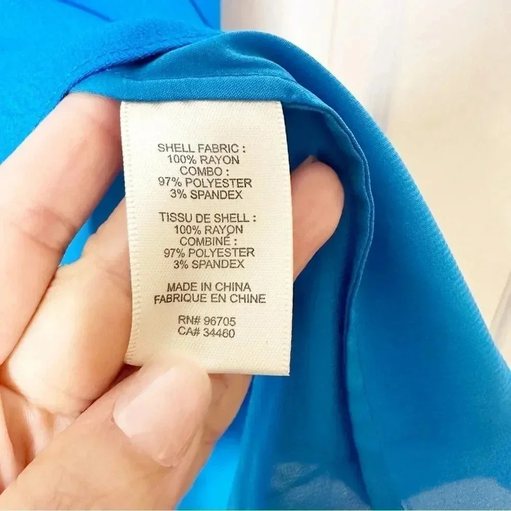 REBECCA TAYLOR Split Back Short Sleeve‎ Crepe Top Size 2 Blue Flowy